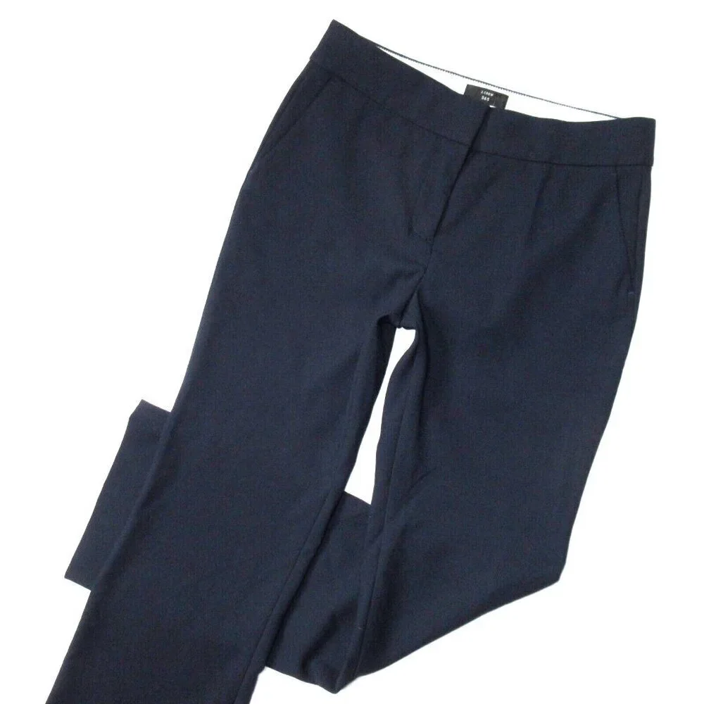 NWT J.Crew Edie Full-Length Trouser in Navy Blue Four-Season Stretch Pants 8